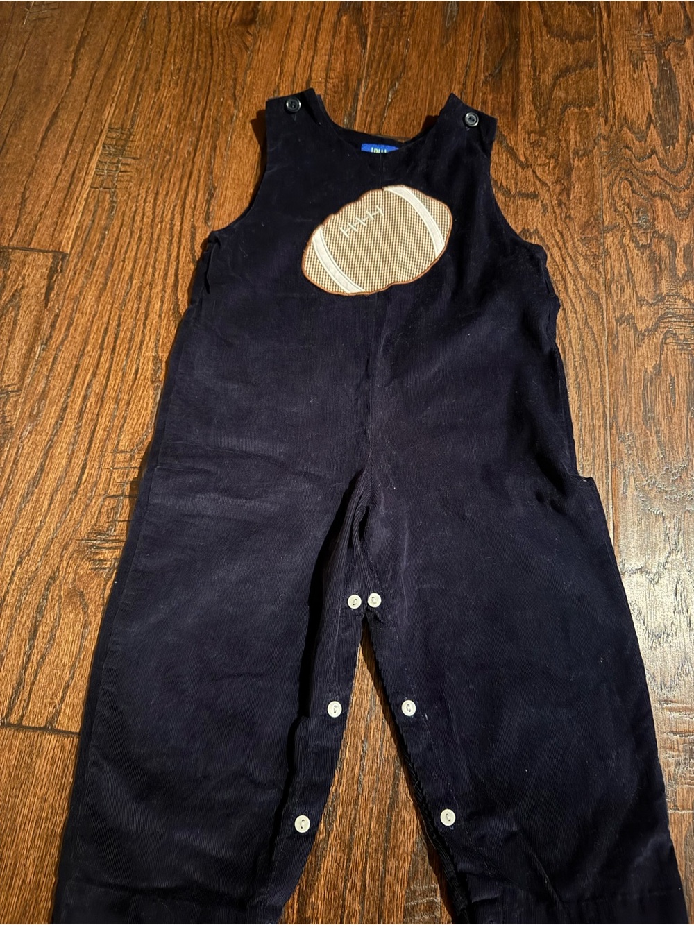 Navy Corduroy Football Overalls for Kids